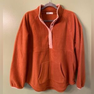 Sonoma Women's Fleece Pullover 1/4 Snap Buttons Burnt Orange Color Size XL